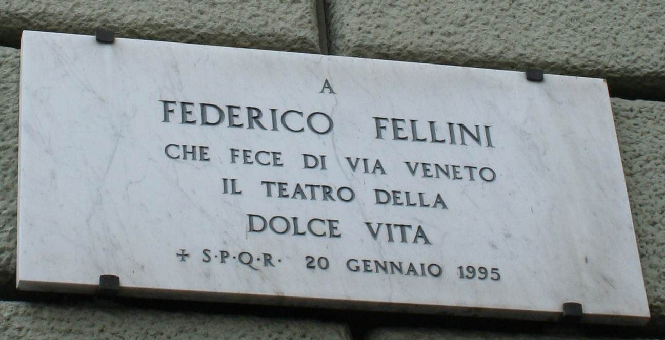 Marble plaque honoring Federico Fellini, 