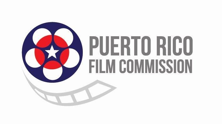Puerto Rico Film Commission logo with navy and red film-reel icon and gray text
