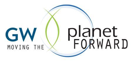 GW logo with blue and green circular arrows and the words “Moving the planet forward”