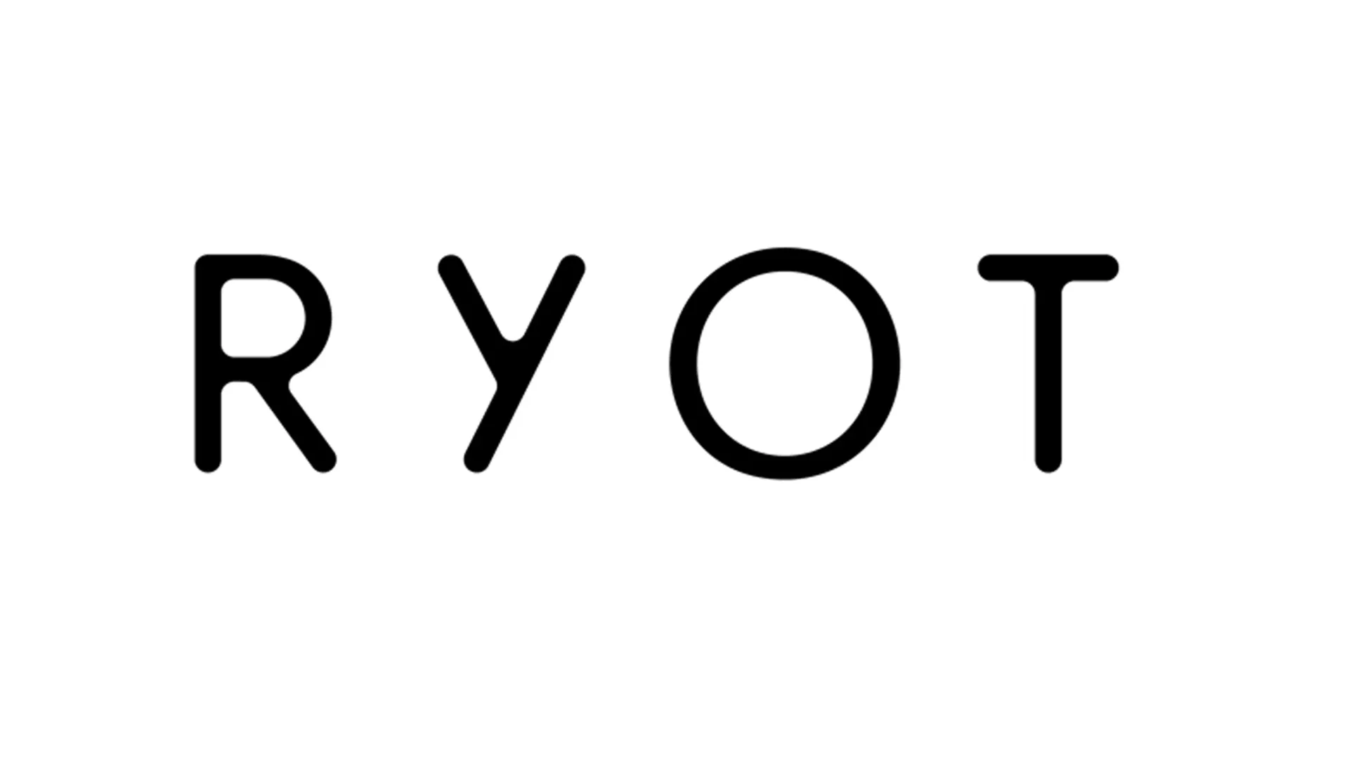 Black stylized letters “RYOT” on a white background.