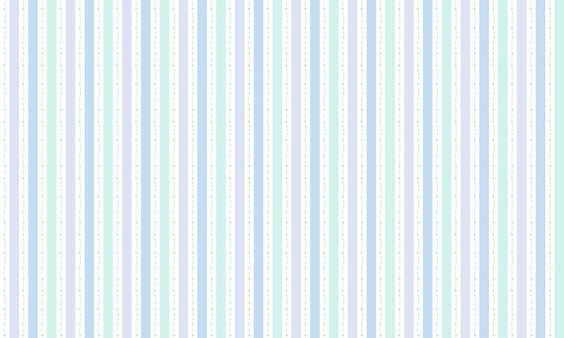 Strisce verticali pastello nei toni del blu, del verde e del rosa, con piccoli pois su sfondo bianco.