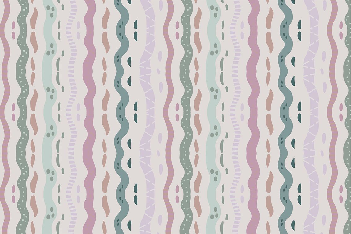 Strisce verticali ondulate color pastello nei toni del rosa, verde, beige e bianco