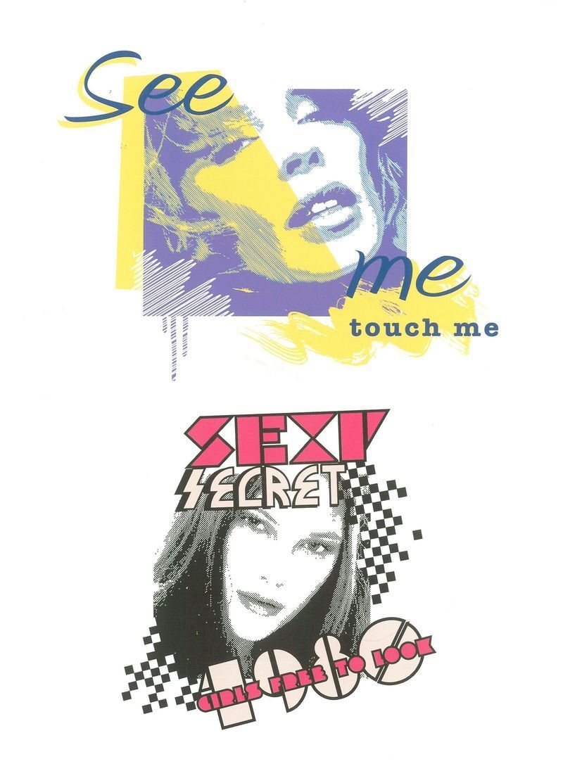 Collage stilizzato di due volti con le scritte