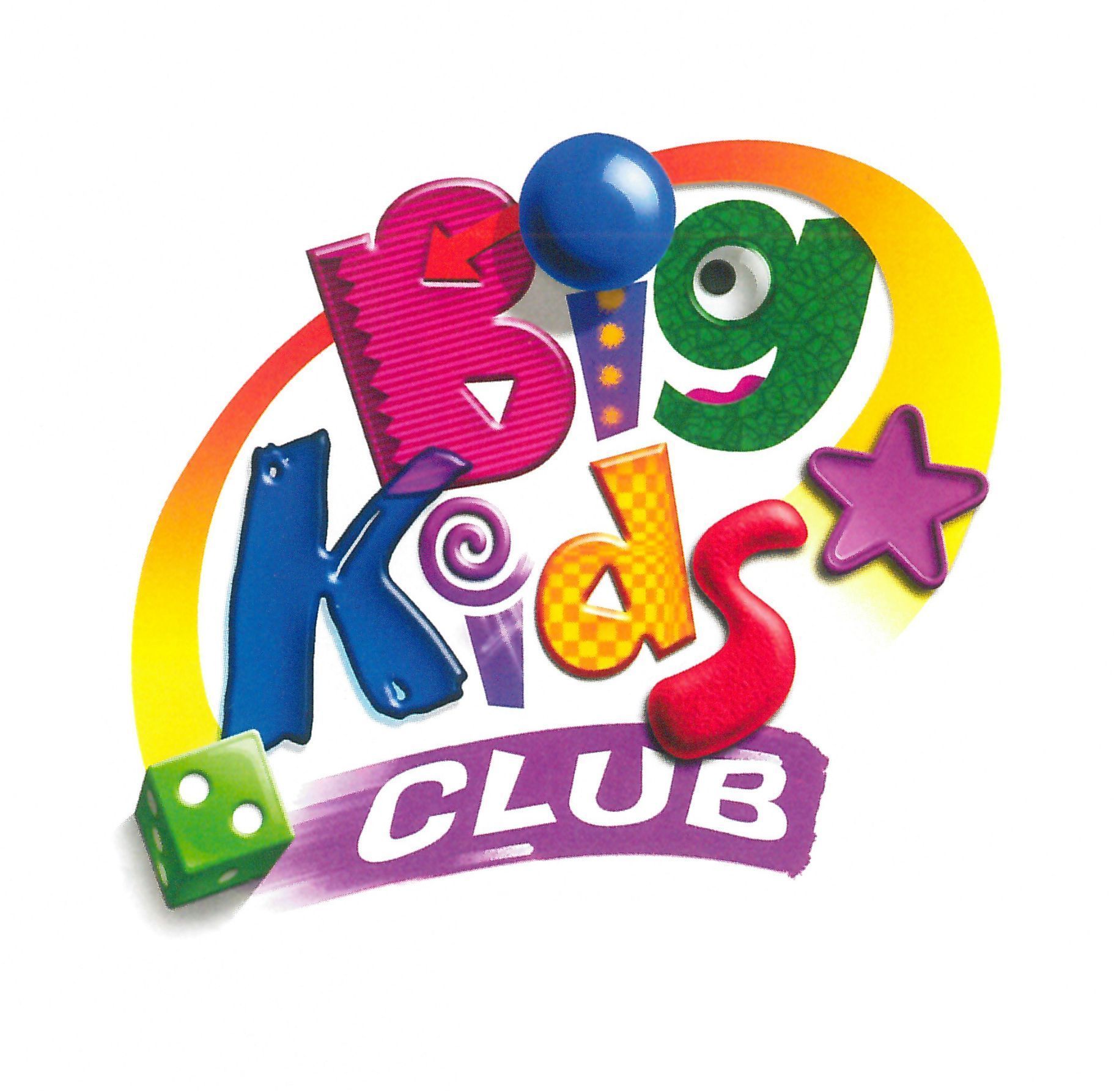 Logo del Big Kids Club nei colori rosa acceso, blu, giallo, verde e viola con un arco arcobaleno.