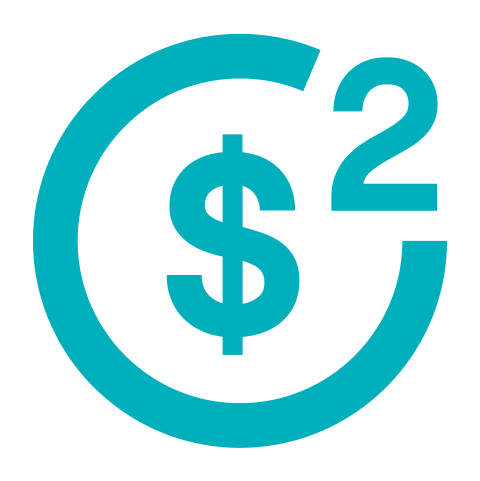 A blue circle with a dollar sign and the number 2 inside of it.