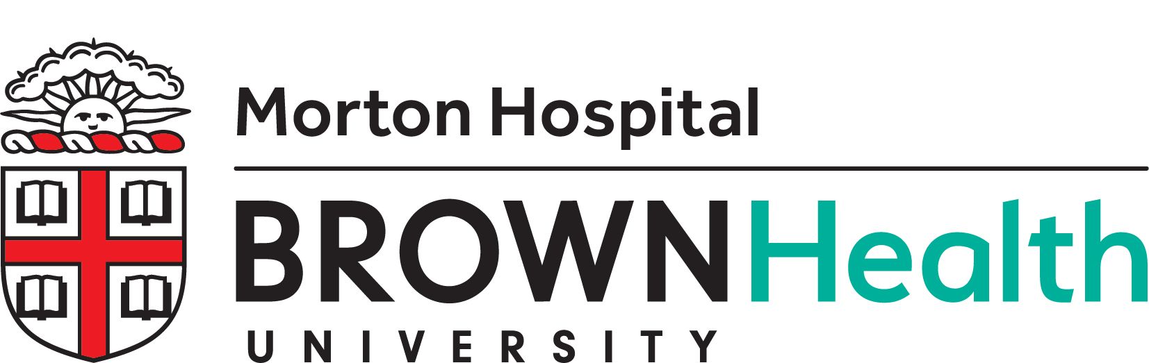 Morton Hospital Brown Health Logo with crest on left and black text. 
