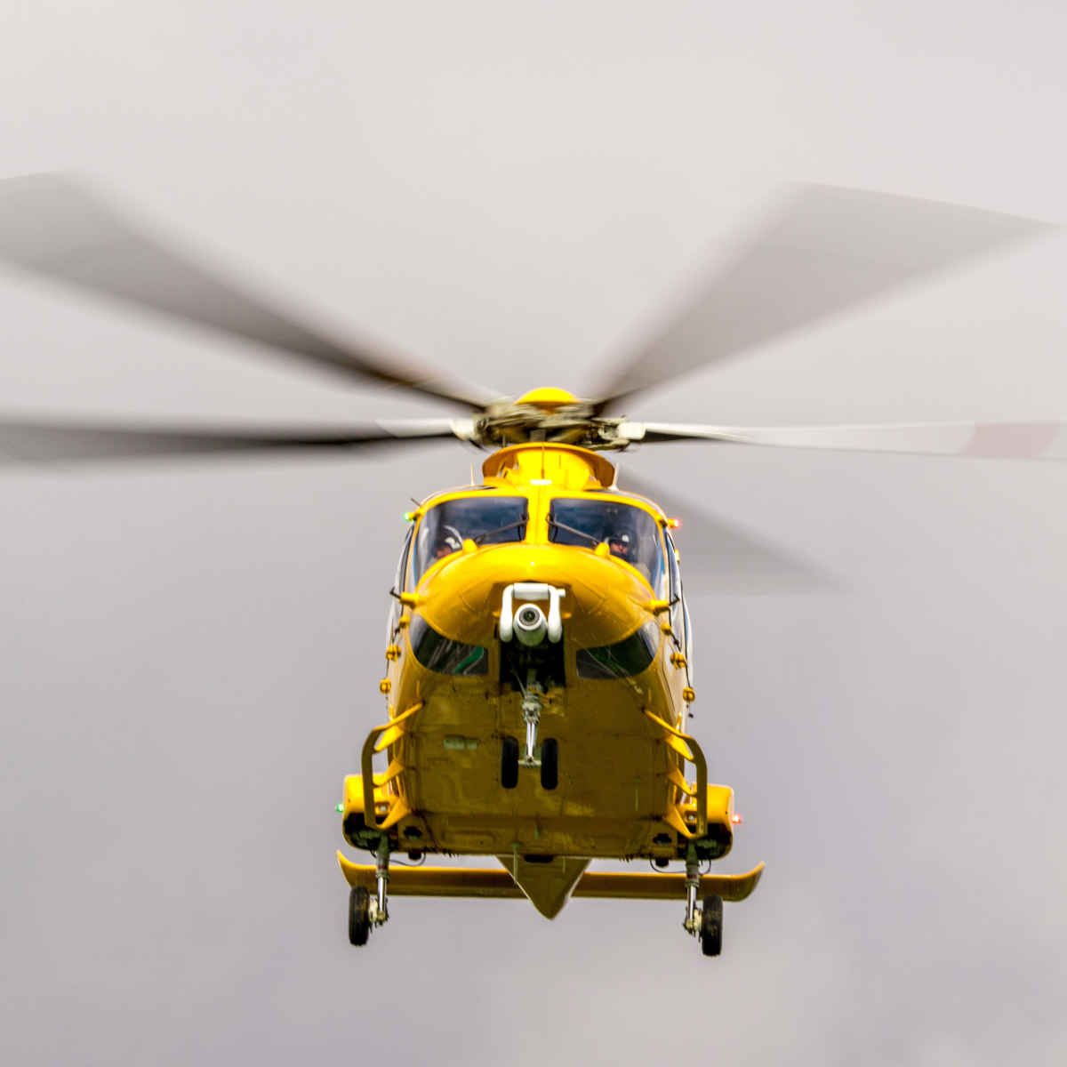 Yellow medical helicopter. 