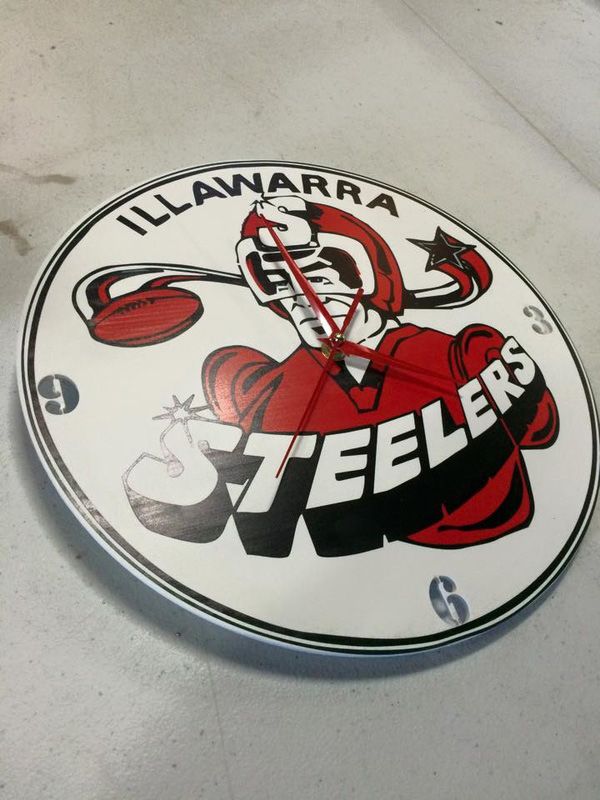 Illawarra Steelers-Printed Clock Crafted with Precision — Laser Cutting in Shellharbour NSW