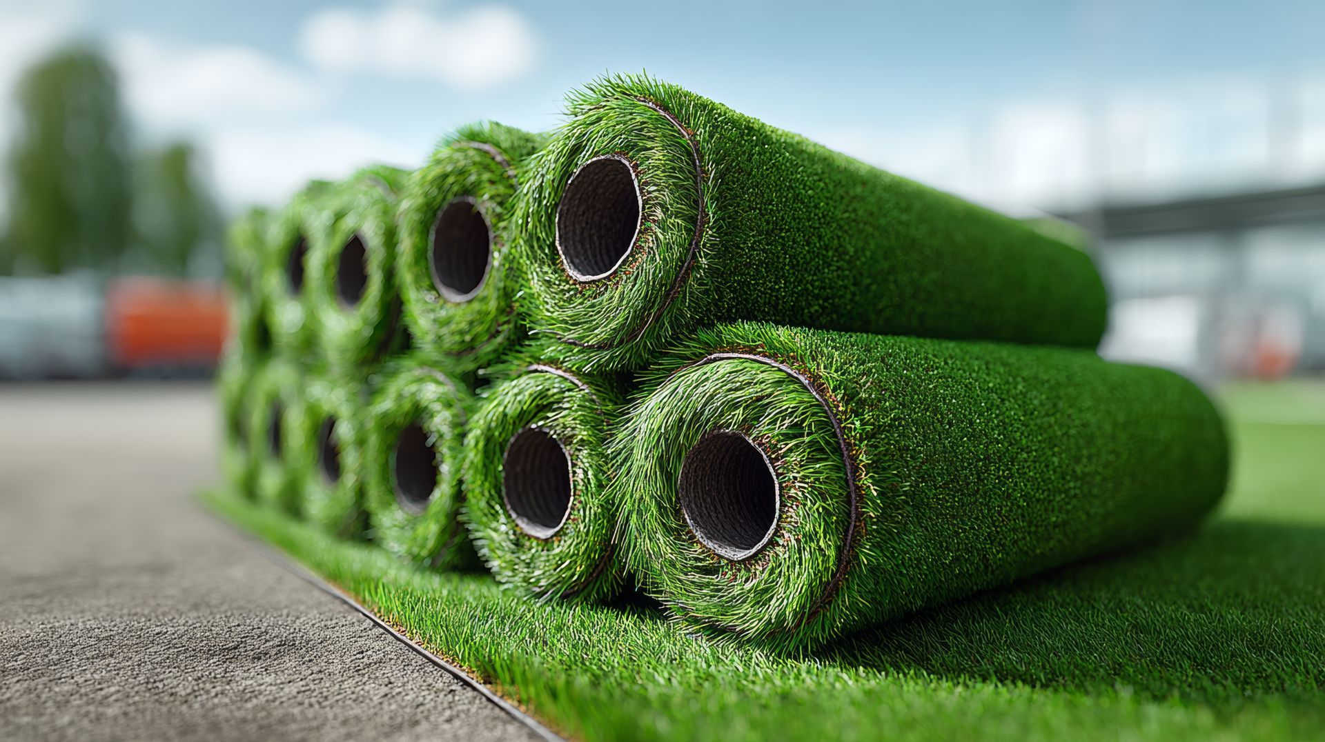 Natural turf supplier laying fresh sod on a residential lawn.