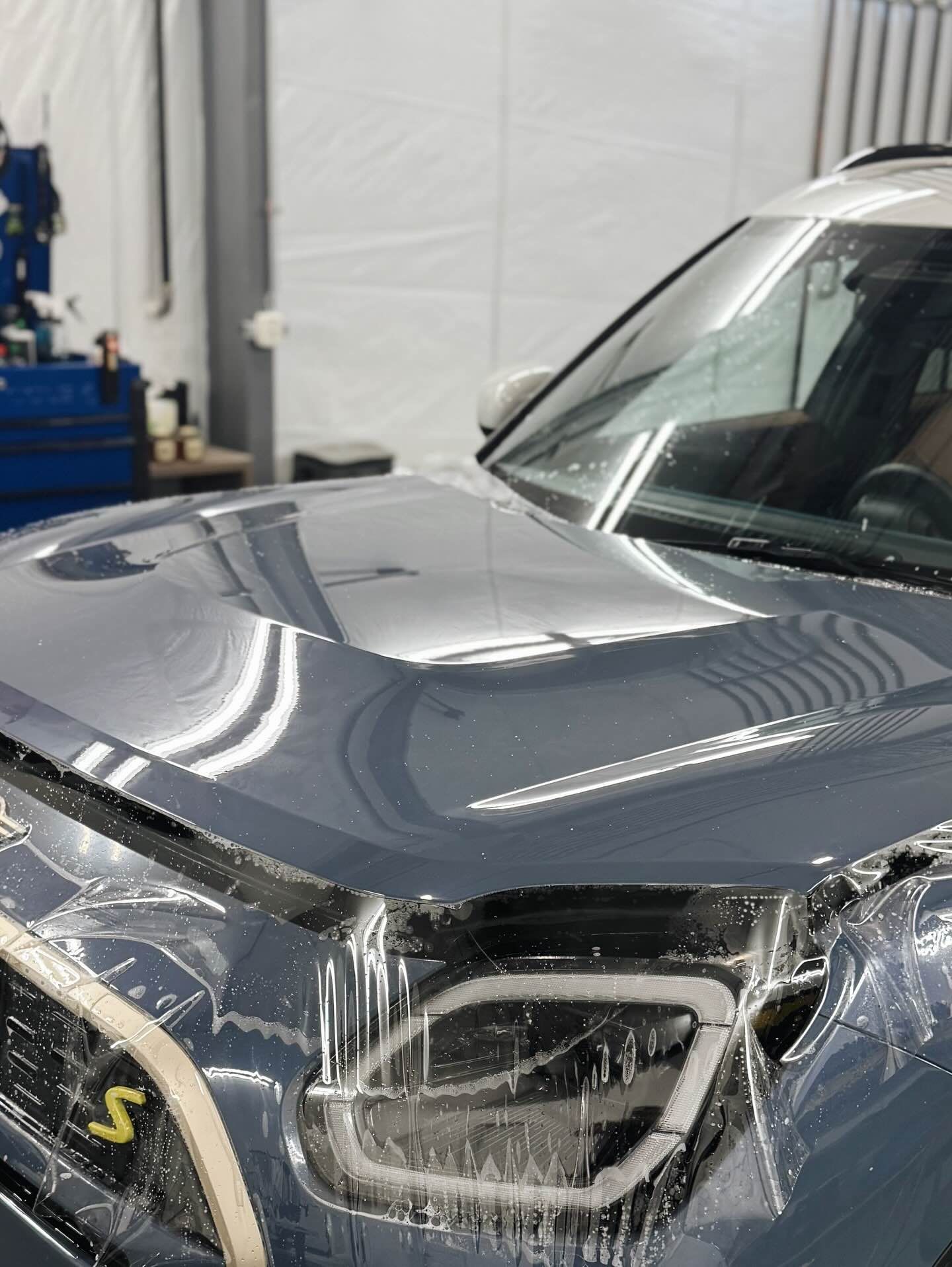Paint protection film with full hood wrapped.