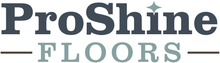 ProShine Floors logo in dark blue and teal with a horizontal line beneath the text