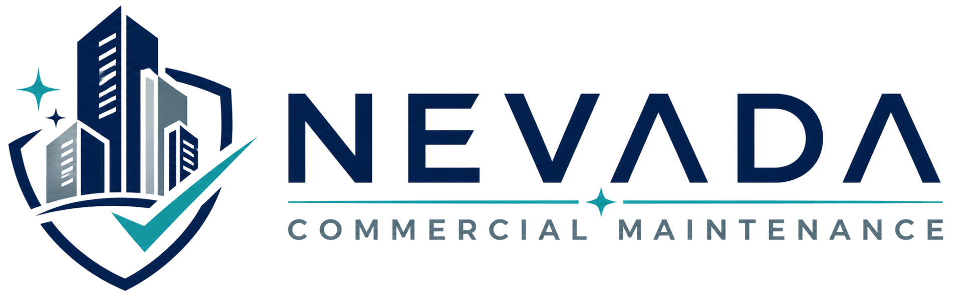 Nevada Commercial Maintenance logo with blue building and shield icon
