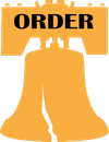 Golden Liberty Bell silhouette with