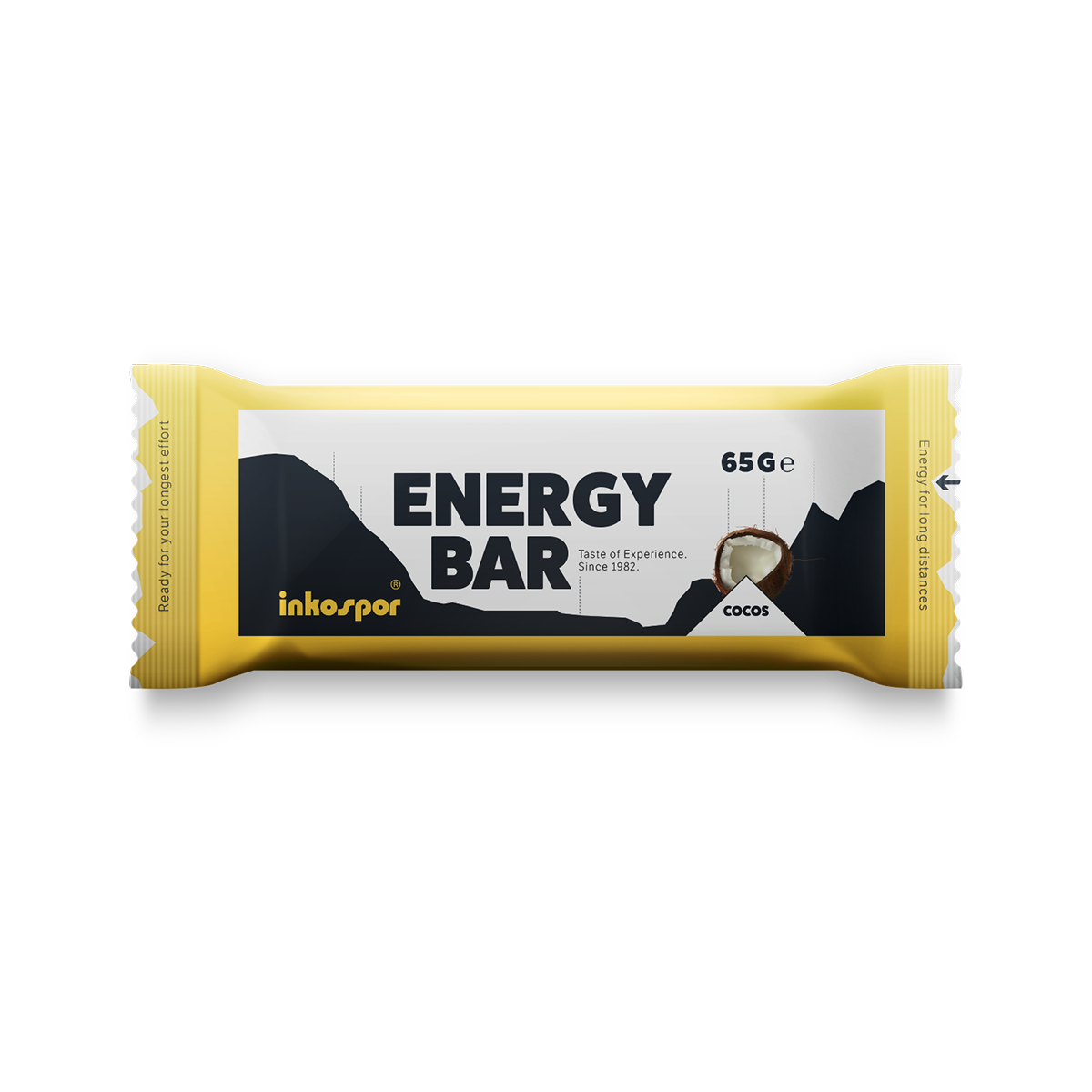 Confezione di barrette energetiche gialle e nere con la scritta