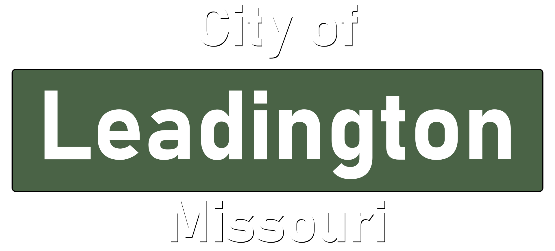 A green sign that says city of leadington missouri on it.