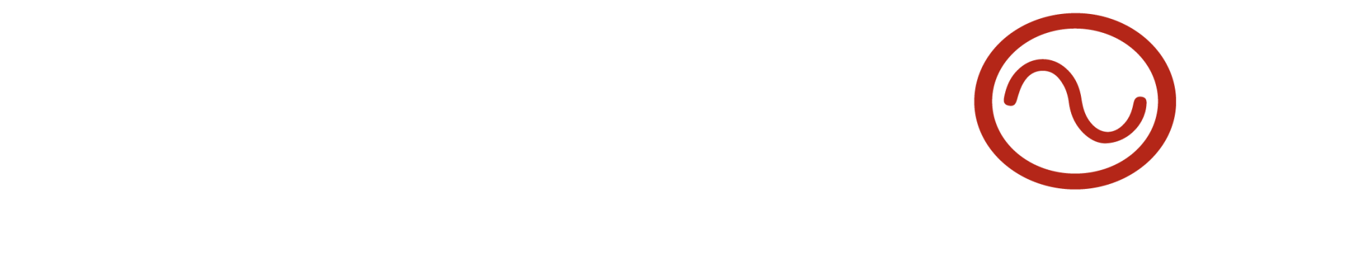 Logotipo circular rojo con una línea ondulada en su interior sobre un fondo blanco.