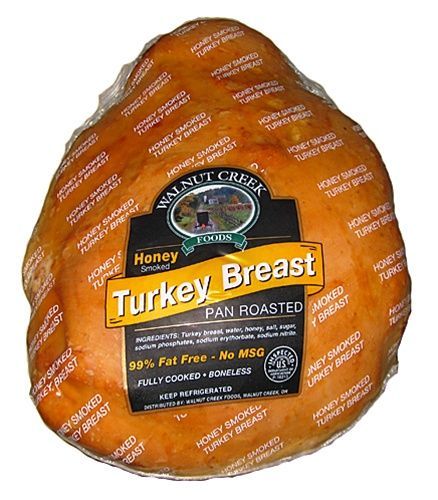 A vacuum-sealed, honey-smoked, pan-roasted boneless turkey breast by Walnut Creek Foods.