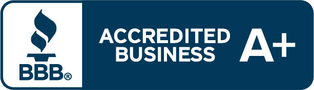 A blue sign that says accredited business a+