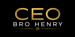 Golden &ldquo;CEO&rdquo; logo with &ldquo;BRO HENRY&rdquo; in white on a black background