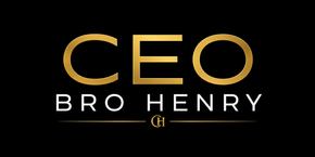 Golden “CEO” logo with “BRO HENRY” in white on a black background