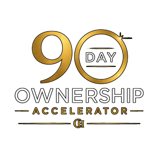 90 Day Ownership Accelerator logo in gold and black on a white background