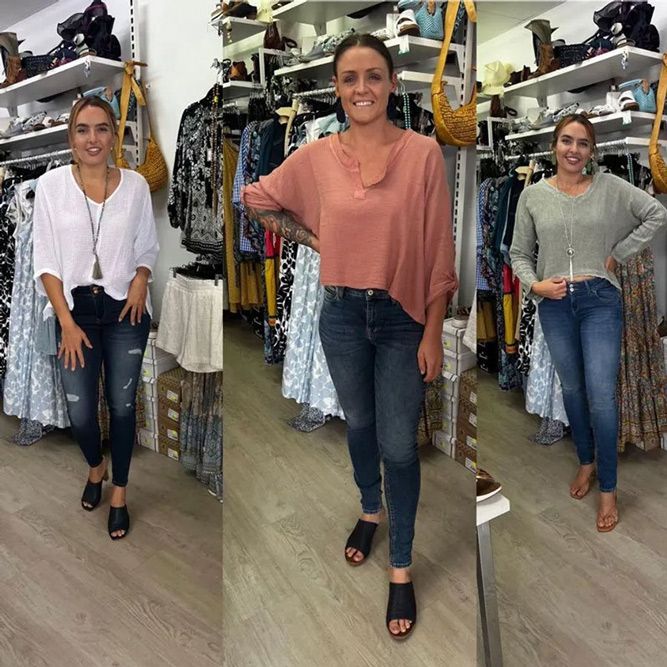 Woman Wearing Long Sleeved Top — Zest Boutique in Yeppoon, QLD