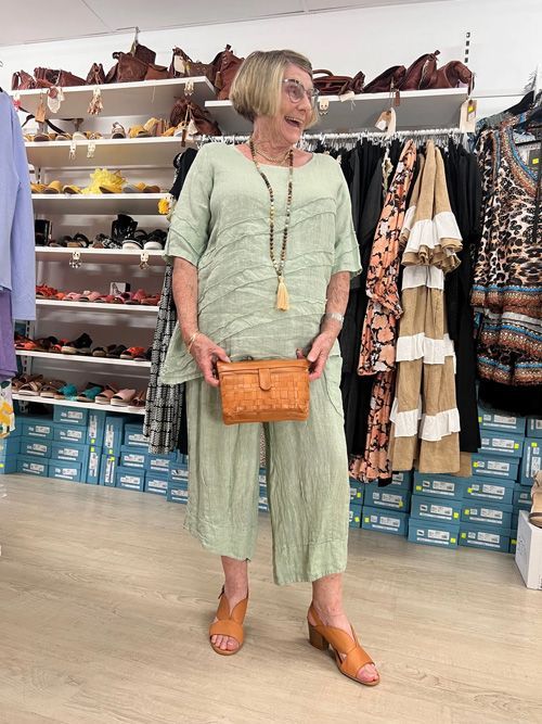 Woman Wearing Green Co-Ord — Zest Boutique in Yeppoon, QLD
