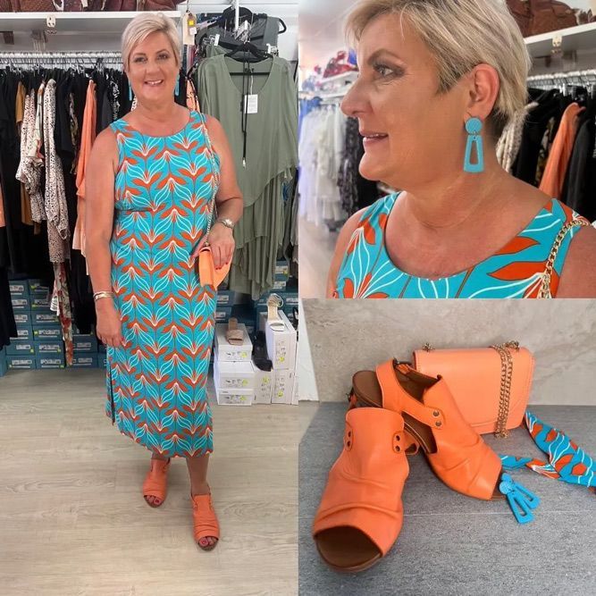Woman Wearing Blue Stripe Dress — Zest Boutique in Yeppoon, QLD