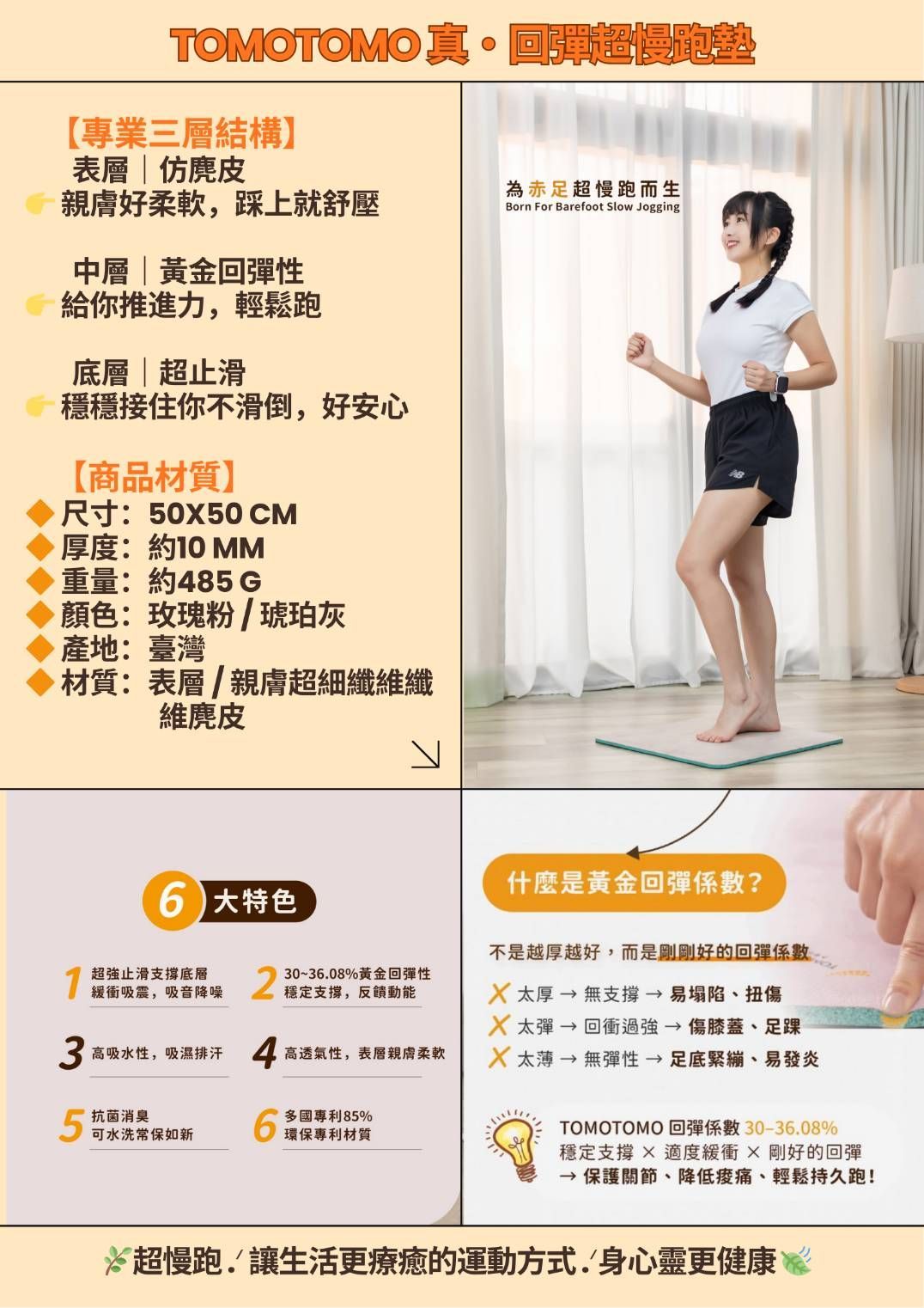 免運!【泰德選物】?【TOMOTOMO超慢跑墊】 ? 六大特色輕鬆燃脂又舒適 ?