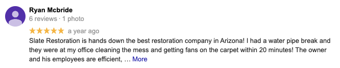 A blurred image of a person 's review on google.