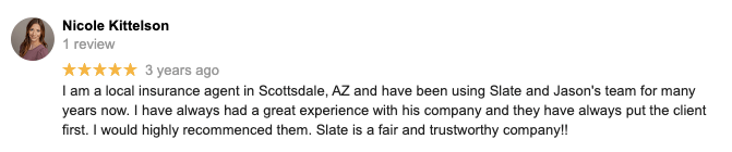A woman is giving a review on a google review page.