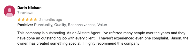 A blurred image of a review from darin nielson