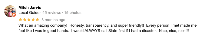 A blurred image of a person 's review on a google review page