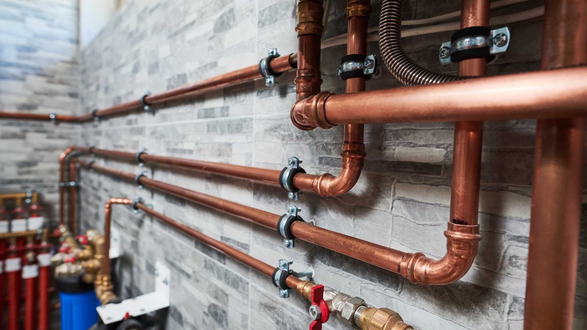 copper pipes in basement