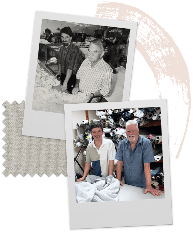 Polaroid images of past and present business owners in the workshop