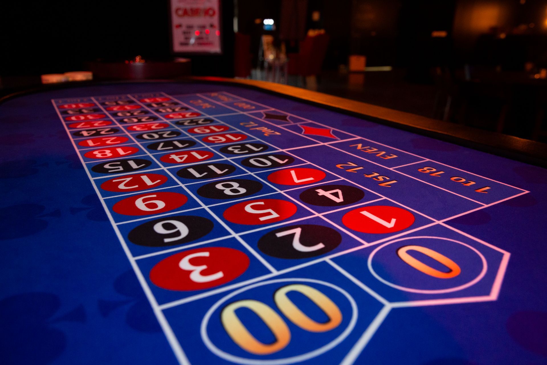 A roulette table with the number 3 on it