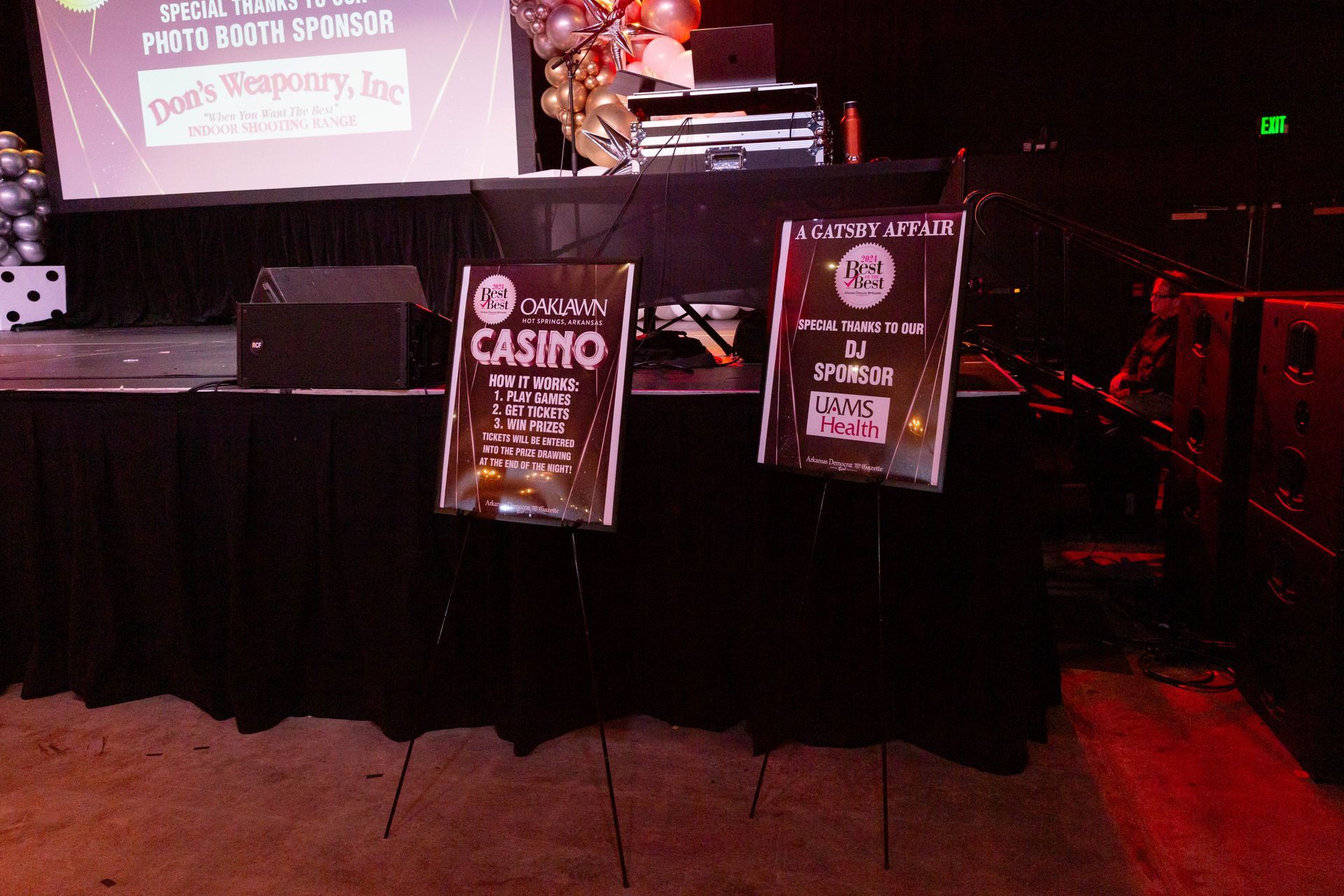 A stage with a sign that says casino on it