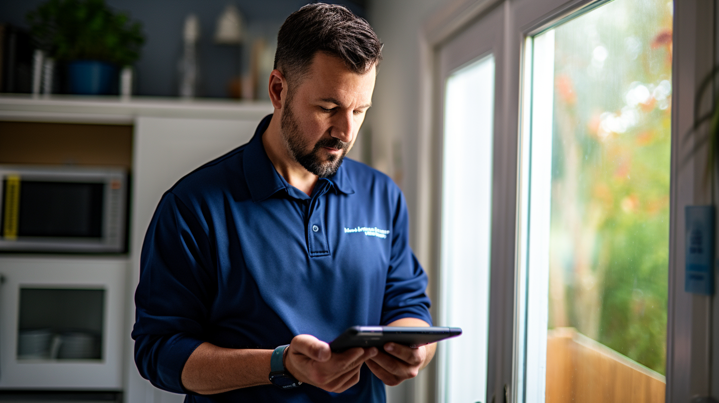 Zen Dry Restoration technician reviewing water damage documentation in Marietta, GA.