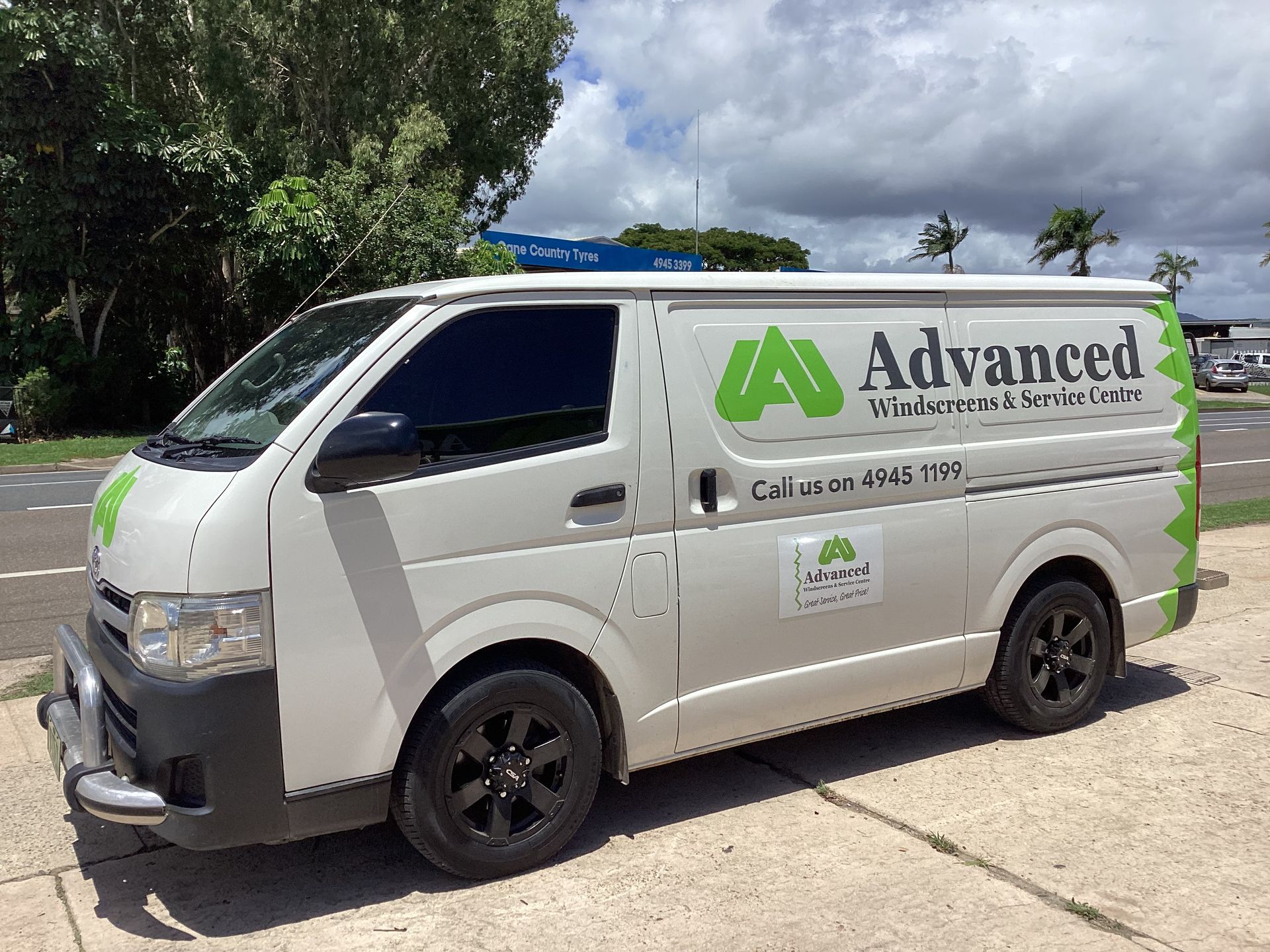 A White Van With Advanced Windscreens Written On It — Advanced Windscreens & Service Centre In Proserpine, QLD