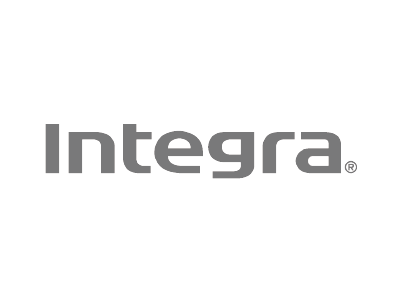 The integra logo is a gray and white logo on a white background.