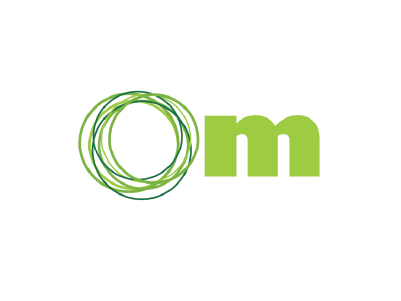 A green om logo on a white background