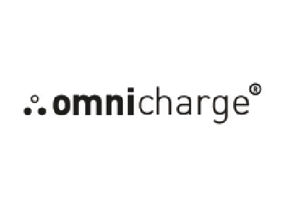 A black and white logo for omnicharge on a white background.