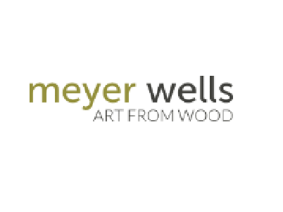 The logo for meyer wells art from wood is on a white background.