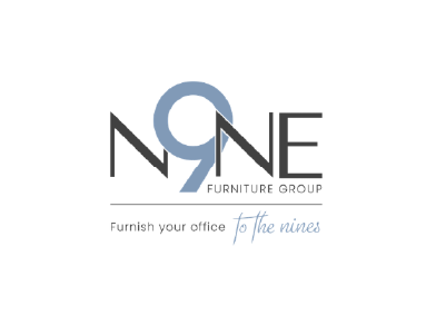 A logo for a furniture group that says furnish your office to the nines