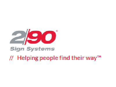 The logo for 2/90 sign systems helping people find their way