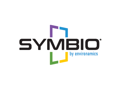 The symbio by environomics logo is a colorful logo on a white background.