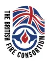 The British Fire Consortium logo with Union Jack colors and a flame emblem