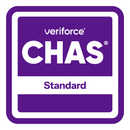 Veriforce CHAS Standard logo in purple and white with rounded square border