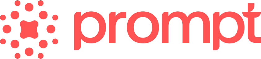Red “prompt” logo with a cluster of red dots on a white background