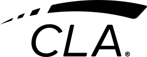 A black and white logo for cla on a white background.